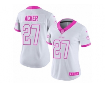 Women's Nike Kansas City Chiefs #27 Kenneth Acker Limited White Pink Rush Fashion NFL Jersey