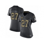 Women's Nike Kansas City Chiefs #27 Larry Johnson Limited Black 2016 Salute to Service NFL Jersey