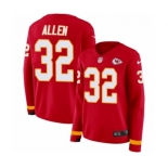 Women's Nike Kansas City Chiefs #32 Marcus Allen Limited Red Therma Long Sleeve NFL Jersey