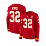 Women's Nike Kansas City Chiefs #32 Spencer Ware Limited Red Therma Long Sleeve NFL Jersey