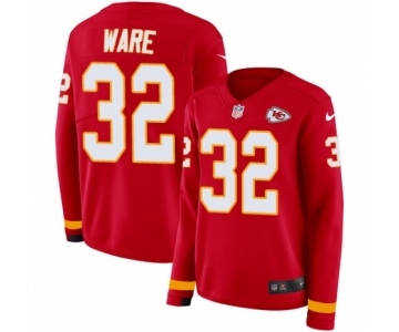 Women's Nike Kansas City Chiefs #32 Spencer Ware Limited Red Therma Long Sleeve NFL Jersey