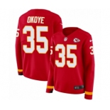 Women's Nike Kansas City Chiefs #35 Christian Okoye Limited Red Therma Long Sleeve NFL Jersey