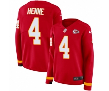 Women's Nike Kansas City Chiefs #4 Chad Henne Limited Red Therma Long Sleeve NFL Jersey