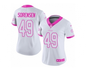 Women's Nike Kansas City Chiefs #49 Daniel Sorensen Limited White Pink Rush Fashion NFL Jersey