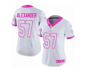 Women's Nike Kansas City Chiefs #57 D.J. Alexander Limited White Pink Rush Fashion NFL Jersey