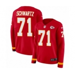 Women's Nike Kansas City Chiefs #71 Mitchell Schwartz Limited Red Therma Long Sleeve NFL Jersey