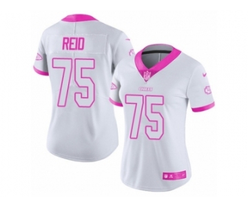 Women's Nike Kansas City Chiefs #75 Jah Reid Limited White Pink Rush Fashion NFL Jersey