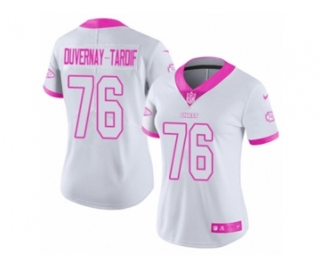 Women's Nike Kansas City Chiefs #76 Laurent Duvernay-Tardif Limited White Pink Rush Fashion NFL Jersey