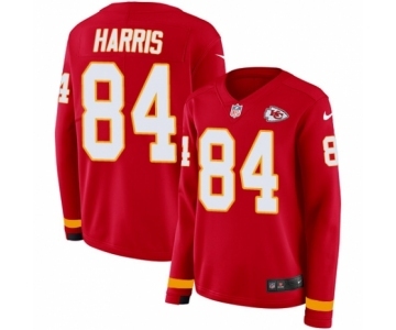 Women's Nike Kansas City Chiefs #84 Demetrius Harris Limited Red Therma Long Sleeve NFL Jersey