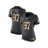 Women's Nike Kansas City Chiefs #87 Travis Kelce Limited Black Gold Salute to Service NFL Jersey