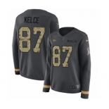 Women's Nike Kansas City Chiefs #87 Travis Kelce Limited Black Salute to Service Therma Long Sleeve NFL Jersey