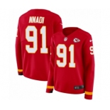 Women's Nike Kansas City Chiefs #91 Derrick Nnadi Limited Red Therma Long Sleeve NFL Jersey