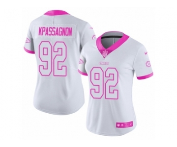 Women's Nike Kansas City Chiefs #92 Tanoh Kpassagnon Limited White Pink Rush Fashion NFL Jersey