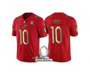 Youth Kansas City Chiefs #10 Tyreek Hill AFC 2017 Pro Bowl Red Gold Limited Jersey