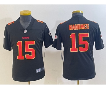 Youth Kansas City Chiefs #15 Patrick Mahomes Black Fashion Vapor Limited Stitched Jersey