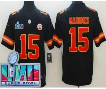 Youth Kansas City Chiefs #15 Patrick Mahomes Limited Black Super Bowl LVII Vapor Jersey