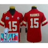 Youth Kansas City Chiefs #15 Patrick Mahomes Limited Red Super Bowl LVII Vapor Jersey