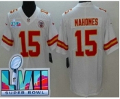 Youth Kansas City Chiefs #15 Patrick Mahomes Limited White Super Bowl LVII Vapor Jersey