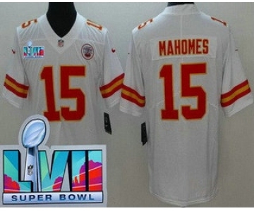 Youth Kansas City Chiefs #15 Patrick Mahomes Limited White Super Bowl LVII Vapor Jersey