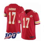 Youth Kansas City Chiefs #17 Mecole Hardman Red Team Color Vapor Untouchable Limited Player 100th Season Football Jersey