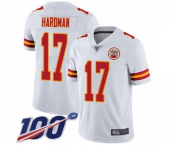 Youth Kansas City Chiefs #17 Mecole Hardman White Vapor Untouchable Limited Player 100th Season Football Jersey