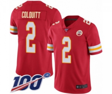 Youth Kansas City Chiefs #2 Dustin Colquitt Red Team Color Vapor Untouchable Limited Player 100th Season Football Jersey