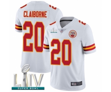 Youth Kansas City Chiefs #20 Morris Claiborne White Vapor Untouchable Limited Player Super Bowl LIV Bound Football Jersey