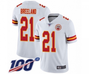 Youth Kansas City Chiefs #21 Bashaud Breeland White Vapor Untouchable Limited Player 100th Season Football Jersey