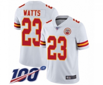 Youth Kansas City Chiefs #23 Armani Watts White Vapor Untouchable Limited Player 100th Season Football Jersey