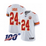 Youth Kansas City Chiefs #24 Jordan Lucas White Vapor Untouchable Limited Player 100th Season Football Jersey