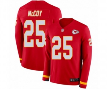 Youth Kansas City Chiefs #25 LeSean McCoy Limited Red Therma Long Sleeve Football Jersey