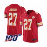 Youth Kansas City Chiefs #27 Larry Johnson Red Team Color Vapor Untouchable Limited Player 100th Season Football Jersey