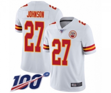 Youth Kansas City Chiefs #27 Larry Johnson White Vapor Untouchable Limited Player 100th Season Football Jersey