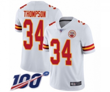 Youth Kansas City Chiefs #34 Darwin Thompson White Vapor Untouchable Limited Player 100th Season Football Jersey