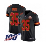 Youth Kansas City Chiefs #35 Christian Okoye Limited Black Rush Vapor Untouchable 100th Season Football Jersey