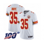 Youth Kansas City Chiefs #35 Christian Okoye White Vapor Untouchable Limited Player 100th Season Football Jersey