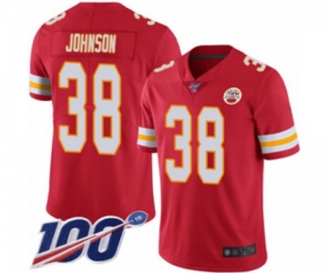 Youth Kansas City Chiefs #38 Dontae Johnson Red Team Color Vapor Untouchable Limited Player 100th Season Football Jersey