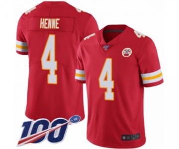 Youth Kansas City Chiefs #4 Chad Henne Red Team Color Vapor Untouchable Limited Player 100th Season Football Jersey