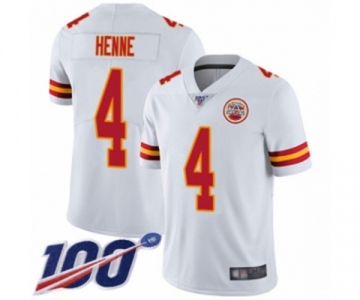 Youth Kansas City Chiefs #4 Chad Henne White Vapor Untouchable Limited Player 100th Season Football Jersey