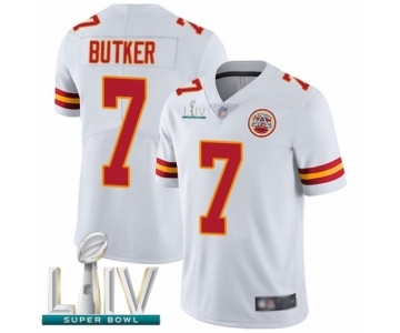 Youth Kansas City Chiefs #7 Harrison Butker White Vapor Untouchable Limited Player Super Bowl LIV Bound Football Jersey