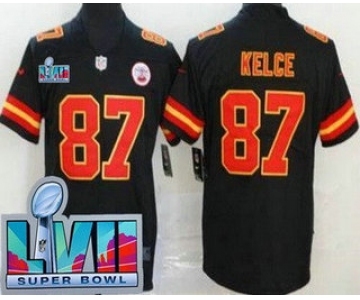 Youth Kansas City Chiefs #87 Travis Kelce Limited Black Super Bowl LVII Vapor Jersey