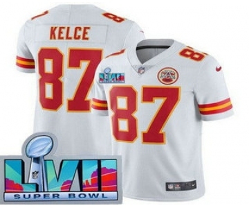 Youth Kansas City Chiefs #87 Travis Kelce Limited White Super Bowl LVII Vapor Jersey