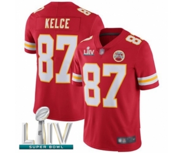 Youth Kansas City Chiefs #87 Travis Kelce Red Team Color Vapor Untouchable Limited Player Super Bowl LIV Bound Football Jersey