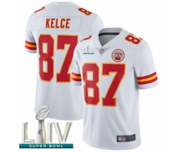 Youth Kansas City Chiefs #87 Travis Kelce White Vapor Untouchable Limited Player Super Bowl LIV Bound Football Jersey