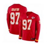 Youth Kansas City Chiefs #97 Alex Okafor Limited Red Therma Long Sleeve Football Jersey