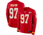 Youth Kansas City Chiefs #97 Alex Okafor Limited Red Therma Long Sleeve Football Jersey