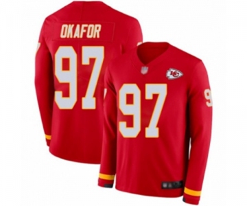 Youth Kansas City Chiefs #97 Alex Okafor Limited Red Therma Long Sleeve Football Jersey