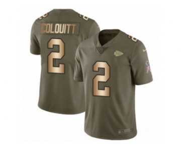 Youth Nike Kansas City Chiefs #2 Dustin Colquitt Limited Olive Gold 2017 Salute to Service NFL Jersey