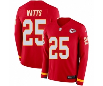 Youth Nike Kansas City Chiefs #25 Armani Watts Limited Red Therma Long Sleeve NFL Jersey