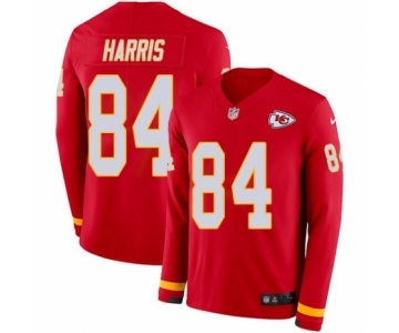 Youth Nike Kansas City Chiefs #84 Demetrius Harris Limited Red Therma Long Sleeve NFL Jersey